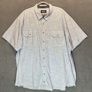 Buckle Black Western Shirt Mens Size 3XL Blue Embroidered Pockets Short Sleeve